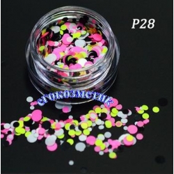 Микс Кръгчета Брокат 1,2,3mm 1gr за Декорация на Нокти P28